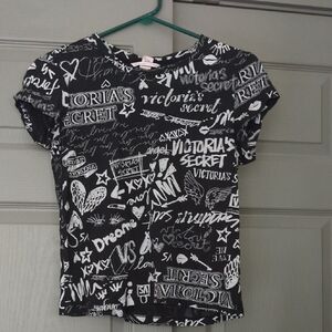 Victoria's Secret Black and White Script Tee